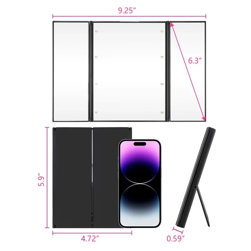 Folding LED Vanity Mirror