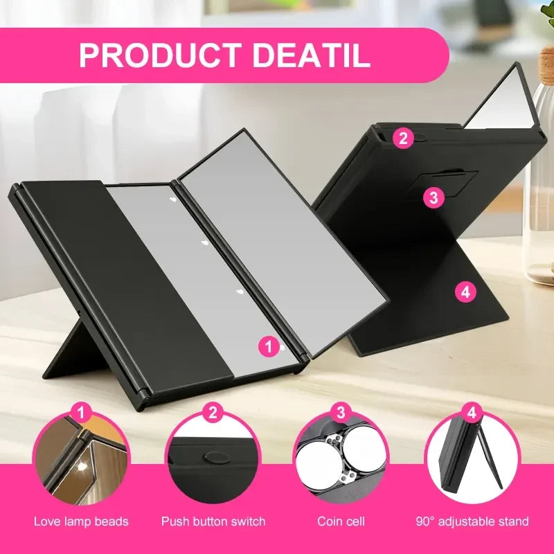 Folding LED Vanity Mirror